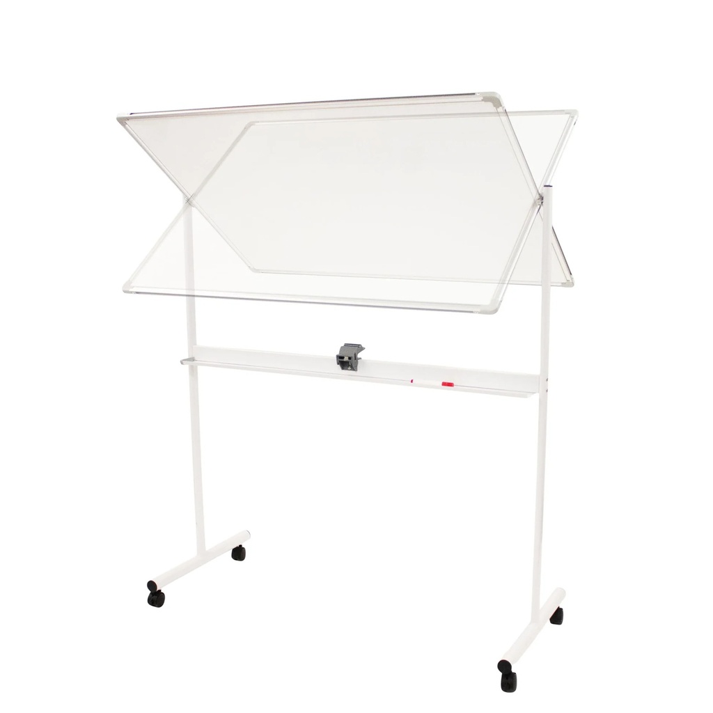 Magnetisk whiteboard på hjul, vendbar, hvid, ECO, låsbare hjul, flere størrelser, med pennebakke, (1 stk.) - Magnetisk whiteboard på hjul, vendbar