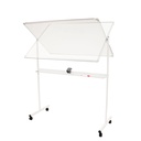 Magnetisk whiteboard på hjul, vendbar, hvid, ECO, låsbare hjul, flere størrelser, med pennebakke, (1 stk.) - Magnetisk whiteboard på hjul, vendbar