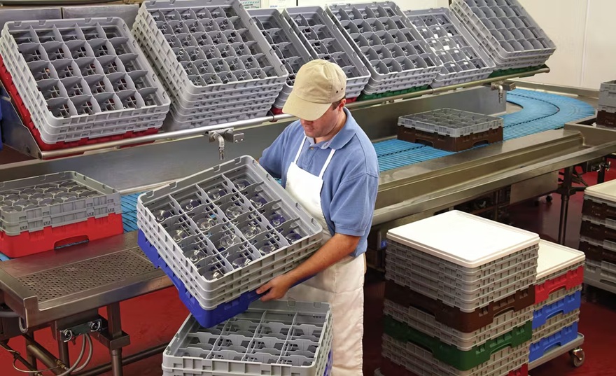 Opvaskekurv til glas, m/ 16-rum, grå plast, Cambro, L50xB50cm, (1 stk.) - CAMBRO 16S900