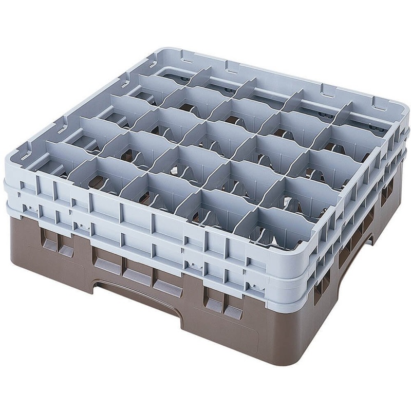 Opvaskekurv t/ glas, 25-rum, Cambro, 50x50 cm, grå plast, (1 stk.) - CAMBRO 25S900
