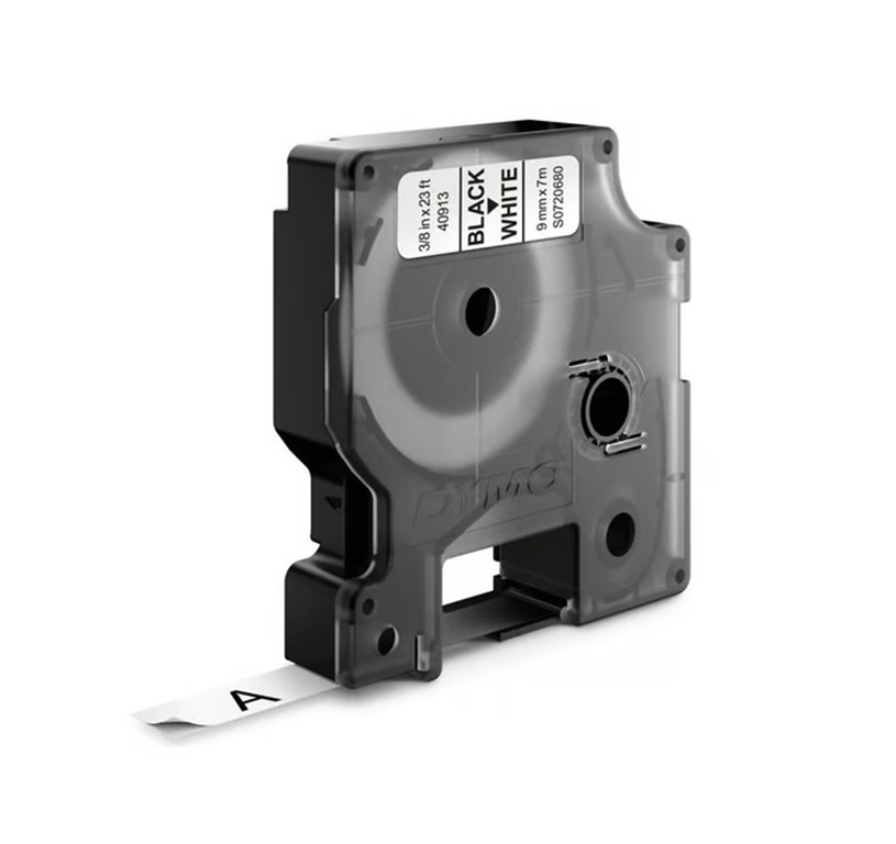 Dymo, tape, 9mm, sort/hvid, 40913, (1 rulle.) - DYMO 40913
