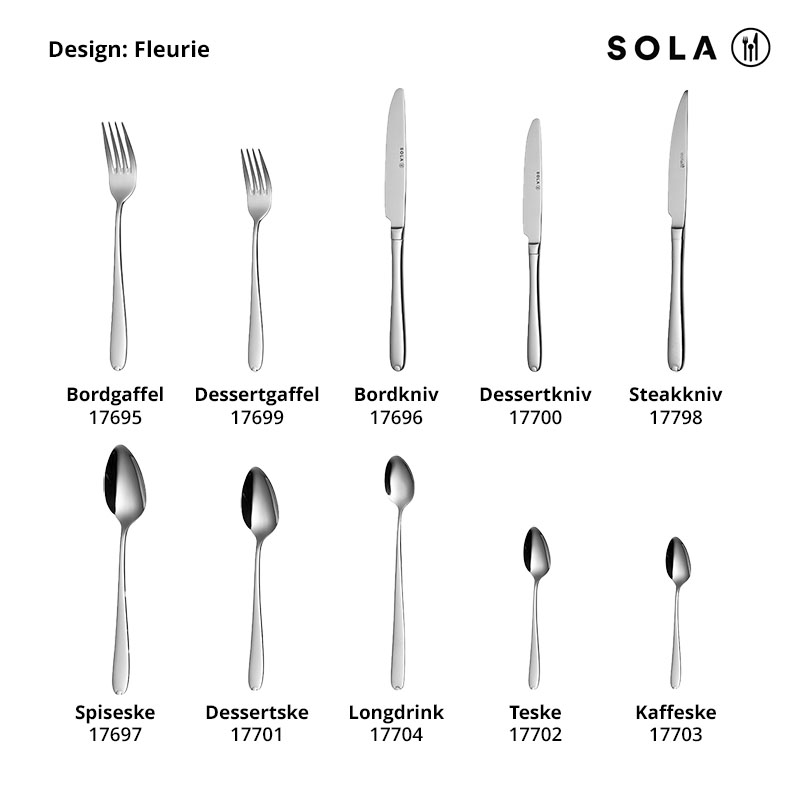 Dessertske, 18/0-stål, Fleurie, SOLA, 187mm, (12stk.)