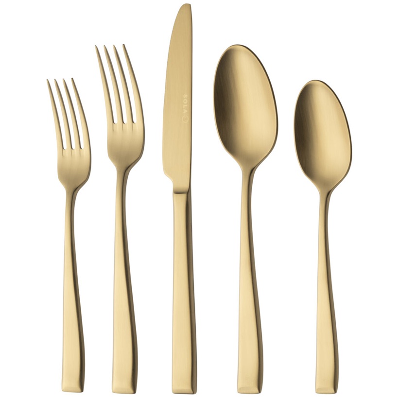 Bordkniv, Durban Mirror Gold, guld, monobloc, 18/10 rustfrit stål, SOLA, (12 stk.) - SOLA Durban Mirror Gold