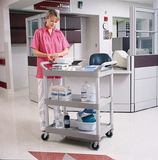 Hotelvogn, 3 hylder, 85x47x96 cm, hvid/sort, Rubbermaid, (1 stk.) - Rubbermaid 3424-88