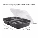 Genanvendelig plastskål, 3-rums, 580/220/220ml, GoodBowl Trio, Thermohauser, (sæt á 5 stk.) - GoodBowl Trio, set of 5 bowls