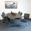 Konferencestol med netryg, med armlæn, Sintec X, sort, kan stables, (2 stk.) - Sintex X stole.webp