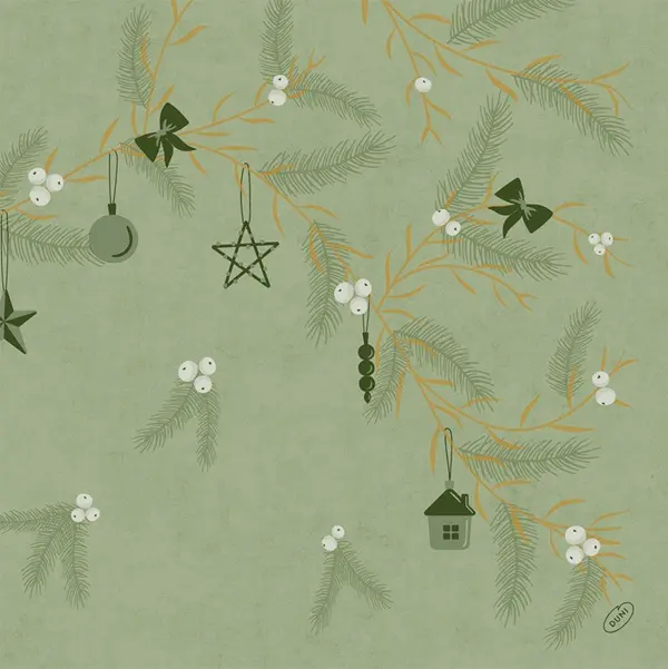 Middagsserviet, Bio Dunisoft, 40x40cm, Noel Pistachio, Duni, (360 stk.) - Duni 211524.webp
