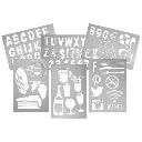 Maleskabelon, bogstaver, tal & figurer, Securit®, (sæt á 6 ark) - Securit PFT-ACL-A6.webp