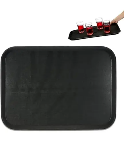 Serveringsbakke i melamin, sort, 60x40x1,7 cm, Thermohauser, (1 stk.) - Thermohauser 3000243895 skridsikker serveringsbakke.webp