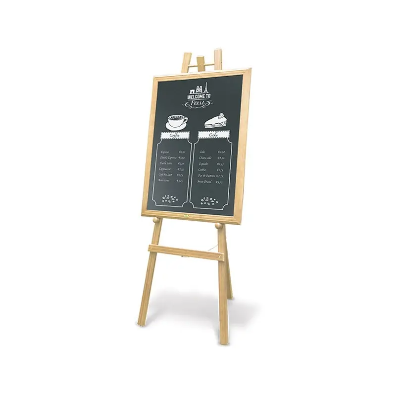 Staffeli til kridtmarker, vægskilte (40+ cm) med fire justerbare positioner, Securit, 165x60x63 cm, fyrretræ, (1 stk.) - Securit EZL-B-165.webp
