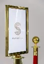 Topskilt til afspærringssystem, Securit, "Classic Gold", dobbetsiddet A4, rustfrit stål/glas, gylden, (1 stk.) - Securit RS-SIGN-A4PG.webp