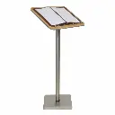 Menu stander, Securit, passer til opslået A4 foldere/menuomslag, 113,7x54,2x36,7 cm, rustfrit stål og teak, (1 stk.) - securit MCS-115-TE.webp