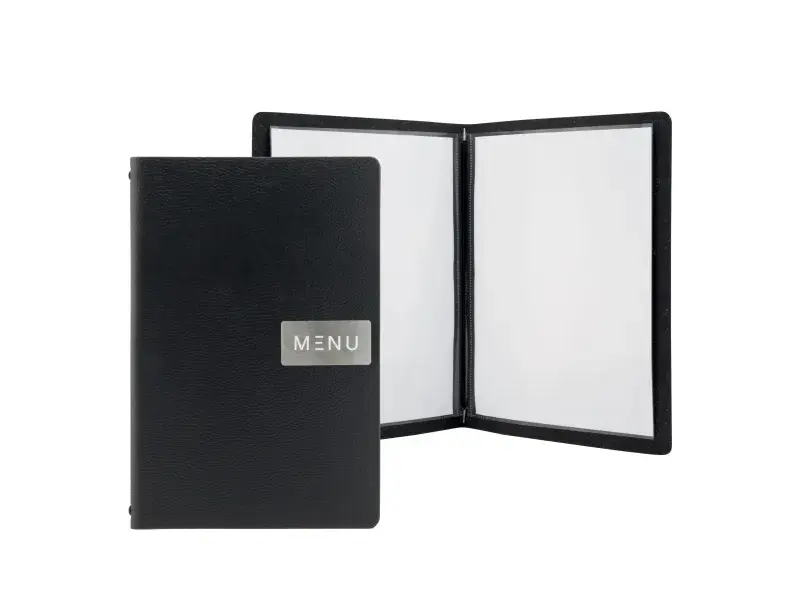 Menuomslag, A5 RAW læder, sort, Securit, (1 stk.) - Securit MC-LRA5-RWBL.webp
