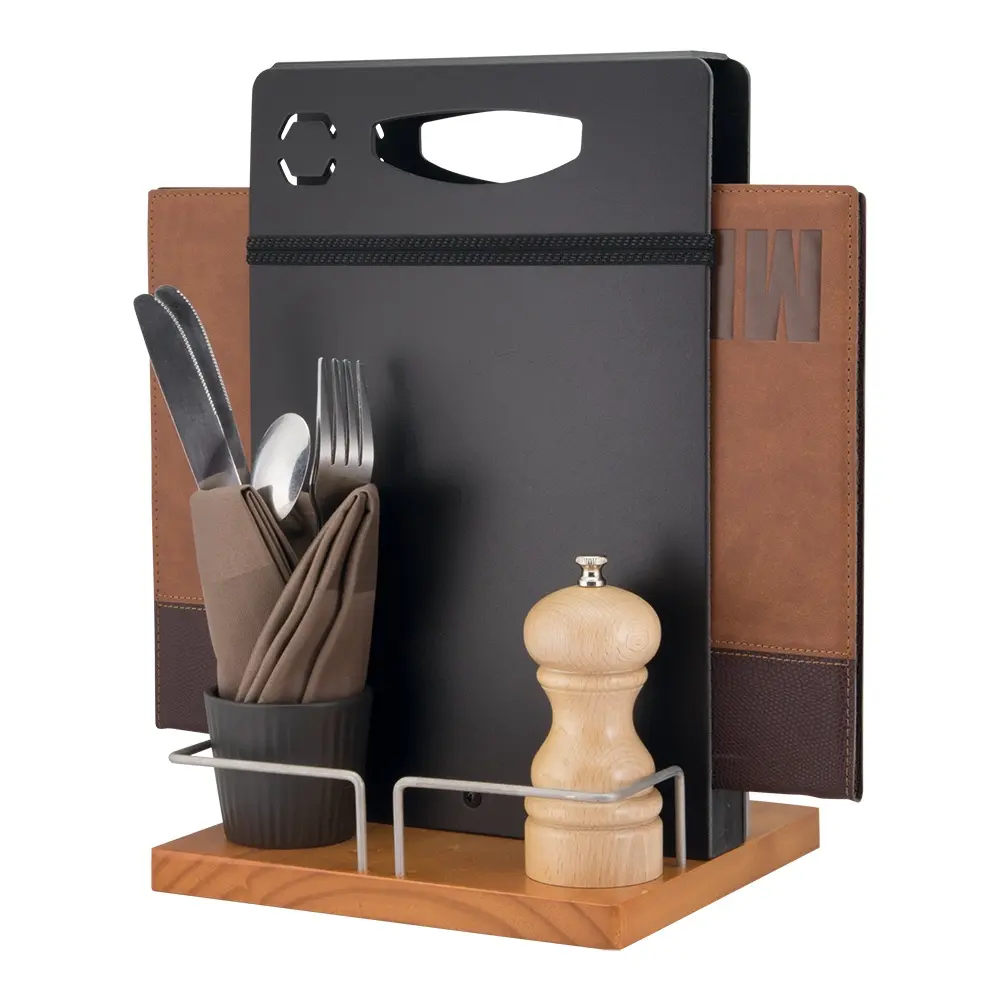 Bordstativ CADDY med tavle, metal og teaktræ, Securit, (1 stk.) - Securit CAD-TE.webp