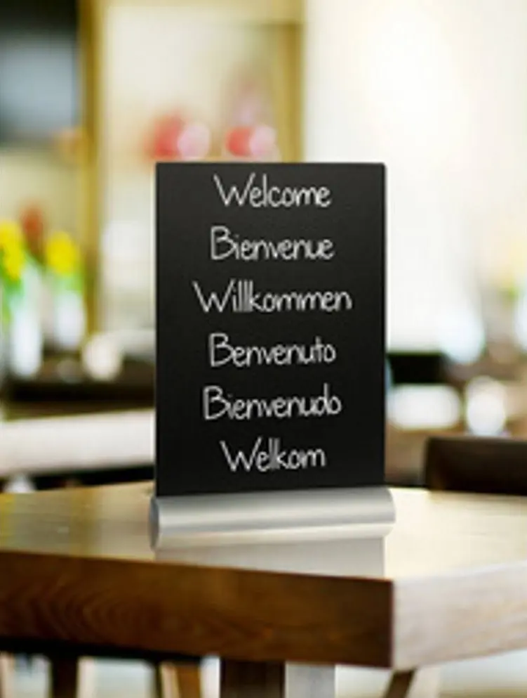 Bordskilt, A4 silhuet med alufod, Securit, (1 stk.) - Securit FBTA-A4.webp