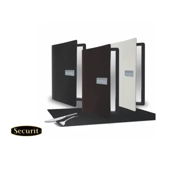 Menuomslag, Securit, RAW, A4, genanvendt læder, sort, (1 stk.) - Securit MC-LRA4-RWBL RAW A4.webp