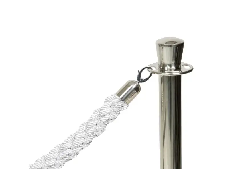 Reb snoet med kliklås til afspærringsstolpe, Securit, "Classic Chrome",  59,5xØ4 cm, rustfrit stål/nylon, hvid/krom, (1 stk.) - Securit RS-CLRP-CHWT.webp