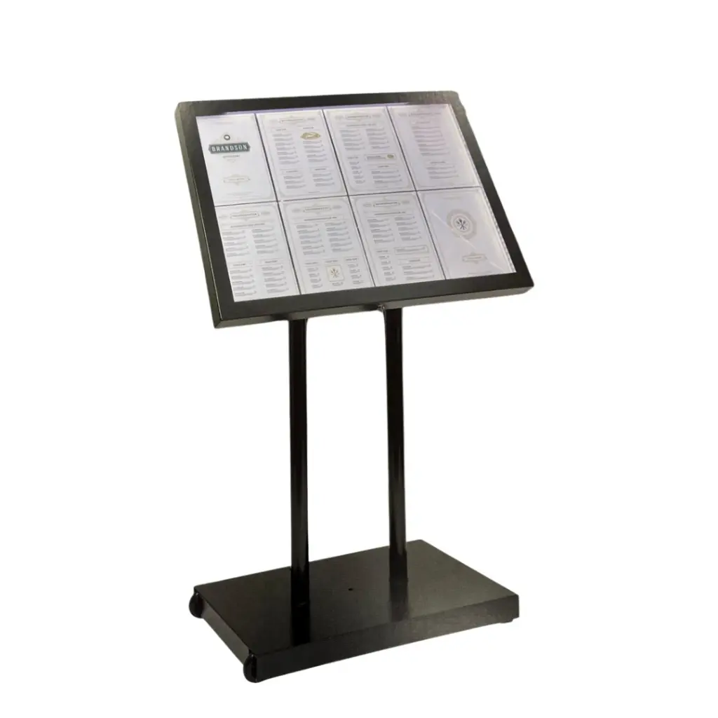 Stålben til LED Lys-displayskasse, Securit, "Black Star", XXL, 112x6x6 cm, hammerlakeret stål, sort, (2 stk.)  - Securit MCS-BA-110-BL1.webp