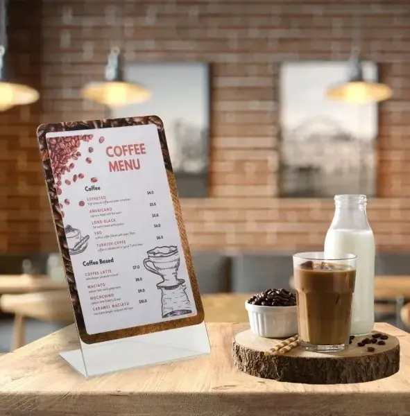 L-borddisplay A4 med magnetisk ramme, "Coffee", Securit, (1 stk.) - Securit PFT-L-A4-COFFEE.webp