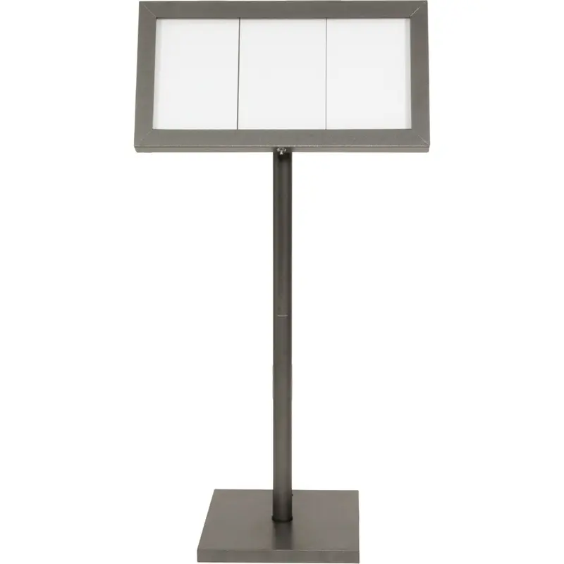 LED Lys-displaykasse, Securit, coated steel,  inkl. stømstik, 3xA4, lakeret stål, 38,6x71,7x7,4 cm, stål/glas, sort, (1 stk.) - Securit MCS-3A4-CS.webp