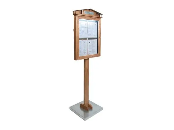 LED Lys-displaykasse med stander, Securit, Rustic, 184,3x52,3x40,1 cm, træ/glas/zink, natur, (1 stk.) - Securit MCS-4A4-WLR-SET.webp