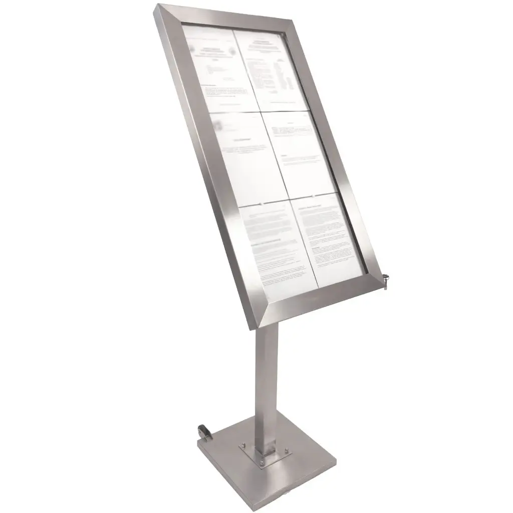 LED Lys-displaykasse, Securit, inkl. strømstik, 6xA4, 78x80x5 cm, rustfrit stål, (1 stk.) - Securit MCS-6A4-LSS.webp