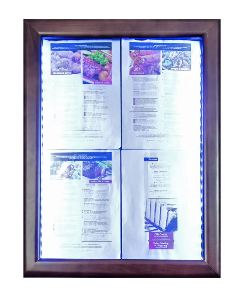 LED Lys-displaykasse, Securit, "Classic", inkl. strømstik, 4xA4, 69,7x53,3x5,5 cm, vejrbestandigt lakeret træ/glas, mørkebrun, (1 stk.) - Securit MCS-4A4-WLDB.webp