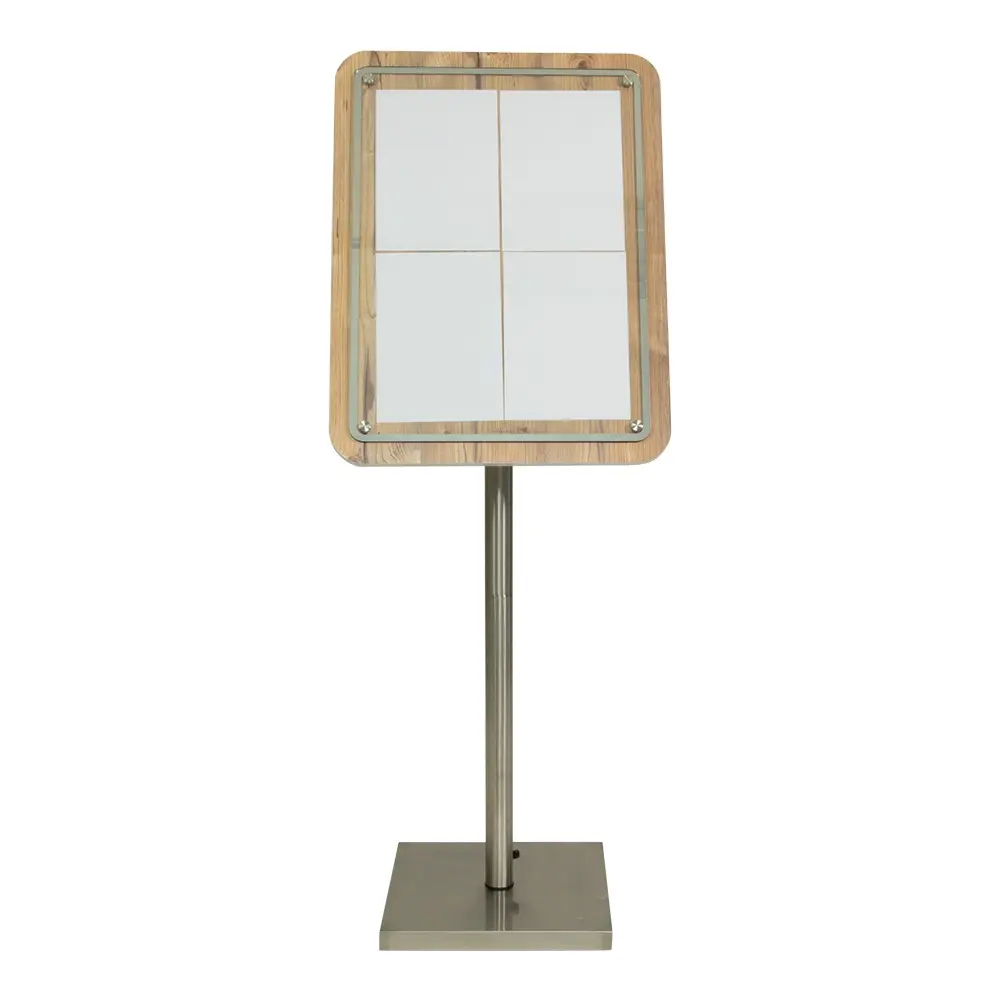 LED Lys-displaykasse, Securit, "Glass star", inkl. strømkabel, 4xA4, 74,4x57x3 cm, træ/glas, egetræsfarvet, (1 stk.) - Securit MCS-4A4-OAK.webp