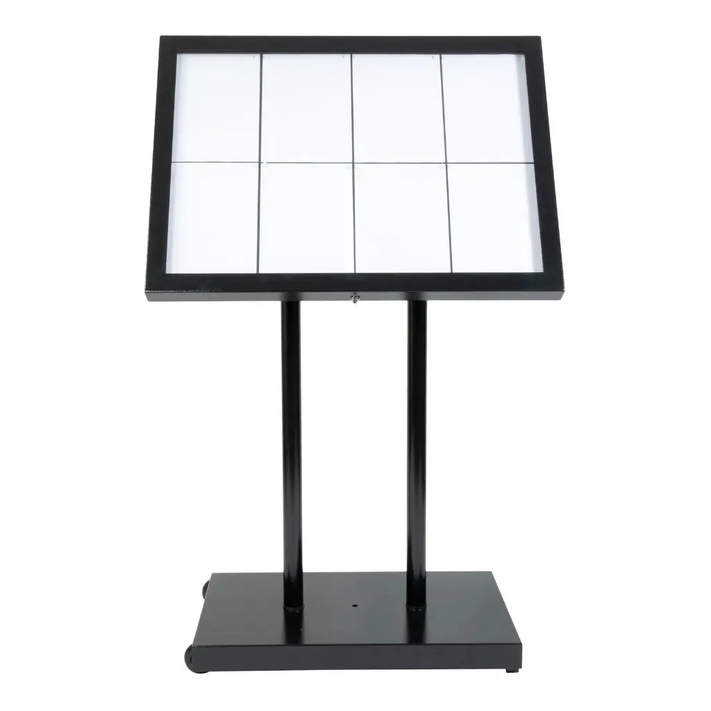 LED Lys-displaykasse, Securit, "Black Star", XXL, inkl. strømstik, 8xA4, 92x67x5,5 cm, hammerlakeret stål/glas, sort, (1 stk.) - Securit MCS-8A4-BL.webp