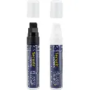 Vandfaste kridtmarkere med blokspids: 7-15 mm skrivebredde, Securit, flydende kridt, 2xsort/2xhvid, (4 stk.) - Securit SMA820 2x2.webp