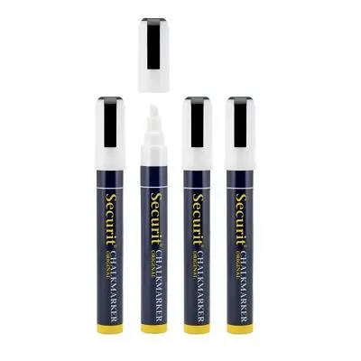 Kridtmarkere med skrå spids: 2-6 mm skrivebredde, Securit® Original, flydende kridt, hvid, (4 stk.) - Securit SMA510-V4-WT.webp