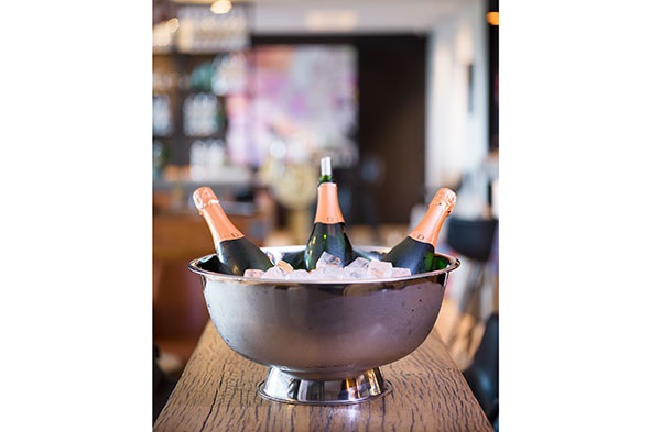 Champagnebowle på fod, stor køler, Ø40cm, rustfri stål, (1 stk.) - Champagnebowle på fod, stor køler, Ø40cm, rustfri stål, (1 stk.)