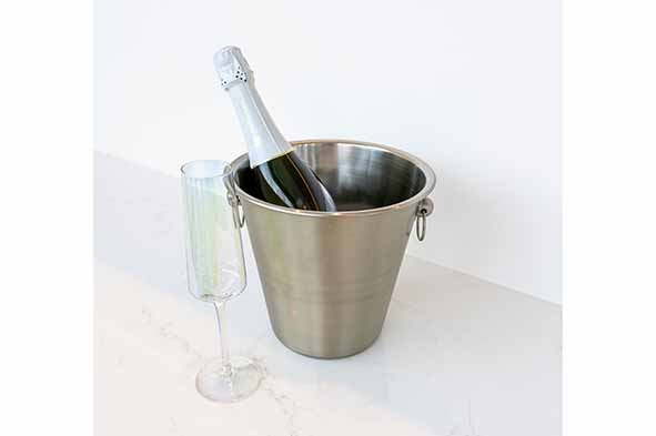 Champagnespand, køler, Ø21x21cm, børstet metal, (1 stk.) - Champagnespand, køler, Ø21x21cm, børstet metal, (1 stk.)