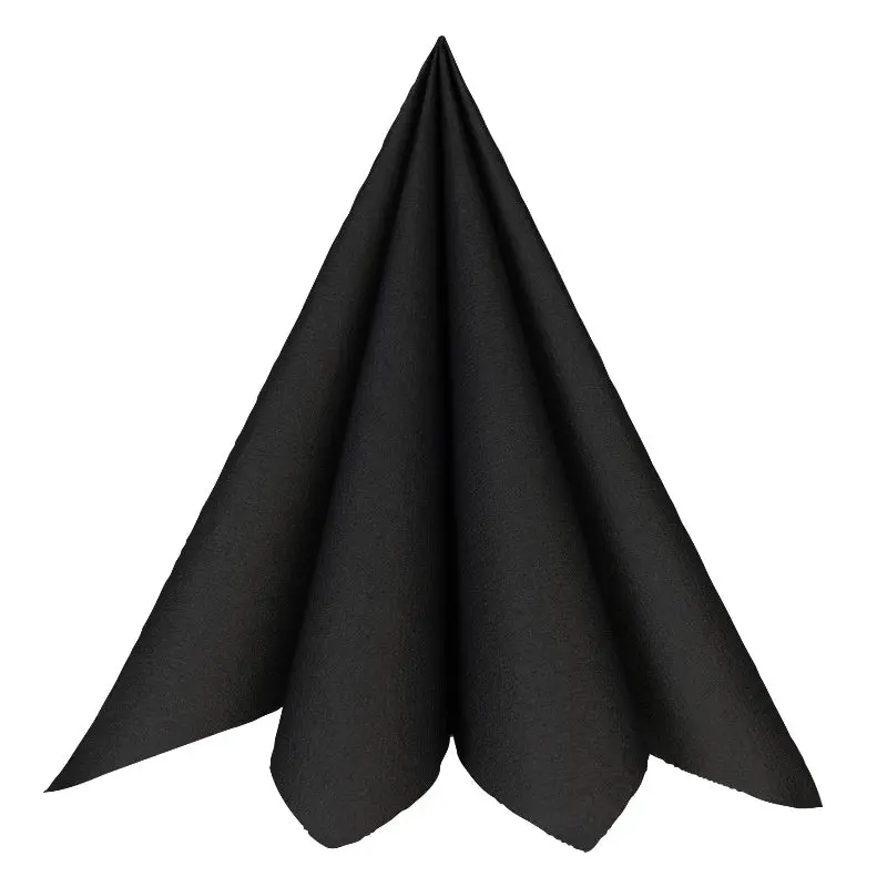 Middagsserviet, Airlaid, GS-Basic, 1/4 fold, 40x40cm, sort, (600 stk.) - Middagsserviet, 1-4 fold, 40x40cm, sort, airlaid.webp