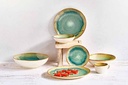 Desserttallerken, rund, Ø22,5x2,5cm, grøn/beige, stentøj, COBALT, (24 stk.) - Desserttallerken, rund, Ø22,5x2,5cm, grøn/beige, stentøj, COBALT, (24 stk.)