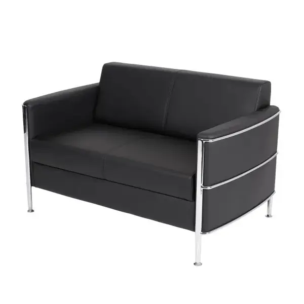 Sofasæt med lænestole, i kunstlæder, 2 personers sofa + 2 lænestole, Boston, sort, (1 sæt) - Boston 2 personers lædersofa.webp