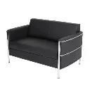 Sofasæt med lænestole, i kunstlæder, 2 personers sofa + 2 lænestole, Boston, sort, (1 sæt) - Boston 2 personers lædersofa.webp
