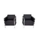Sofasæt med lænestole, i kunstlæder, 2 personers sofa + 2 lænestole, Boston, sort, (1 sæt) - Boston 2 læderstole.webp
