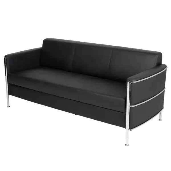 Sofasæt med lænestole, i kunstlæder, 3 personers sofa + 2 lænestole, Boston, sort, (1 sæt) - Boston 3 personers lædersofa.webp