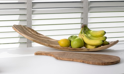 Frugtskål, flad, 64-68x23-32cm, oliventræ, ORGANIC WOOD, (1 stk.) - Frugtskål, flad, 64-68x23-32cm, oliventræ, (1 stk.)