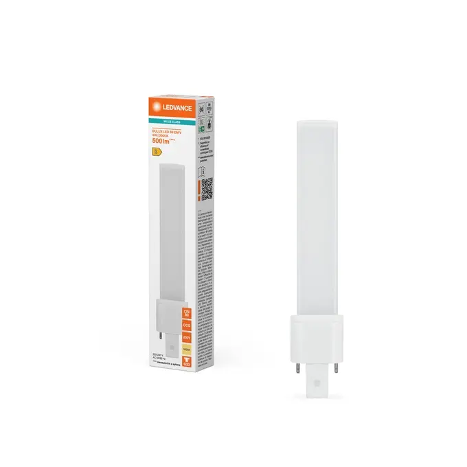 LED kompaktrør, G23, 500lm, 3000K, 4W/830 (9W), EM+230V, LEDVANCE Dulux, (10 stk.) - DULUX LED S9 EM & AC MAINS VALUE 4W 830 G23.webp