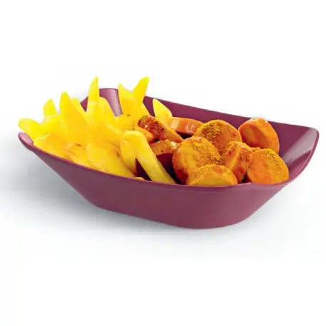 Genanvendelig snacktallerken, XL, 13,5x8,5x4,4cm, mørkerød, PP, (100 stk.) - Genanvendelig snacktallerken, XL.webp