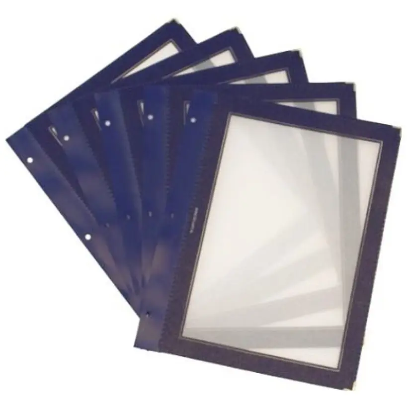 Lommer til menuramme, A5, Securit® WOOD, refleksfri PP, flere farver, (5 stk.) (Blå) - A5, Securit® WOOD Blå.webp