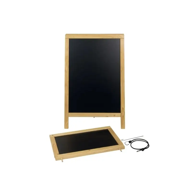 Gadeskilt med kridttavle, Securit® DELUXE, 120 cm, gummitræ/bøg, sort - Securit gadeskilt SDT-B-120.webp