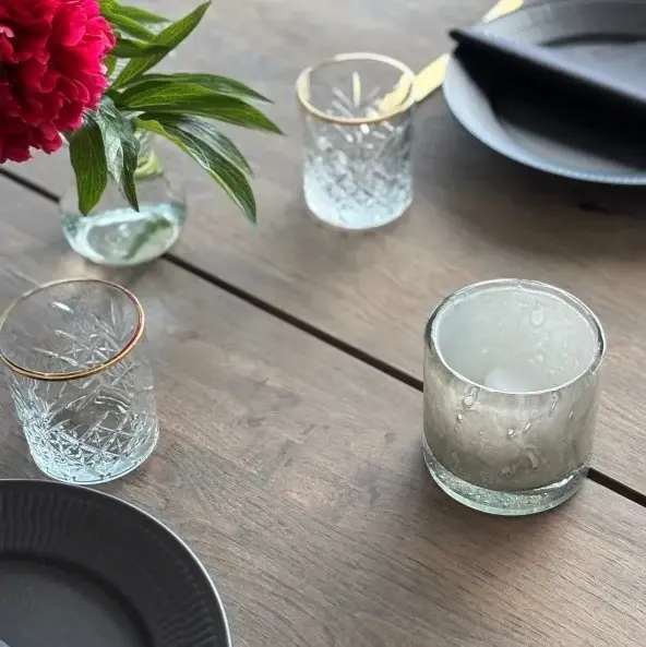 AYLA grå glasstager med hvidt LED lys, Securit, (sæt á 12 stk) - Securit AYLA.webp