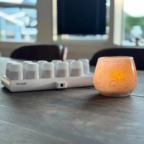 LUNA grå glasstager & LED lys m/ hvidt lys, Securit (sæt á 12 stk.) - Securit LUNA grå glasstager.webp