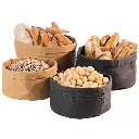 Brødkurv, Ø17x11cm, kraftig, foldbar, papirspose, læderlook, brun, (1 stk.) - Brødkurve i foldbar læderlook.webp