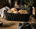 Brødkurv, 31x21x9cm, rektangulær, kraftig flet, pp, sort, (1 stk.) - Brødkurv i sort flet.webp