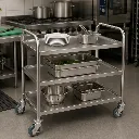 Serveringsvogn, mat stål, 59x91x93 cm, (1 stk.) - Serveringsvogn, mat stål, 59x91x93 cm.webp