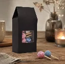 Gaveæske med rude, 6,2x4,2x13,5 cm, sort, karton/mat, PE, (250 stk.) - Gaveæske med rude i sort PE.webp